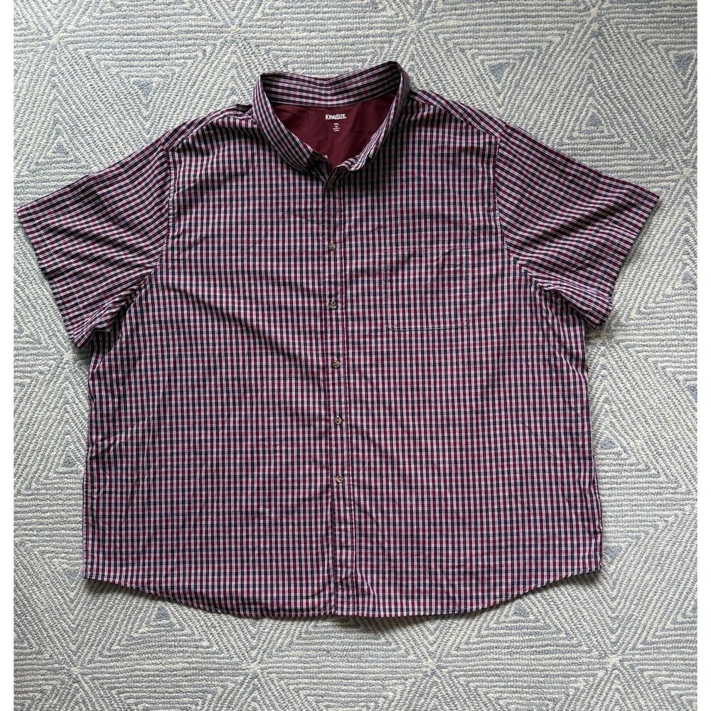 KINGSIZE Short Sleeve Button Shirt -‎ Red/Blue - 5XL